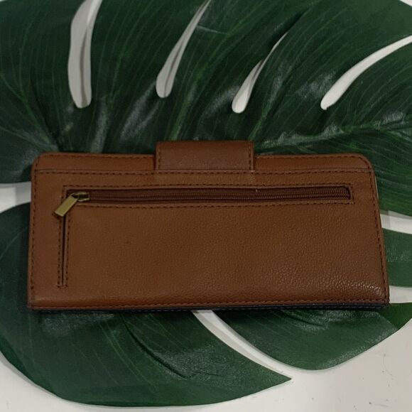 Fossil Leather Stripe Snap Button RFID Wallet Women - Picture 4 of 9